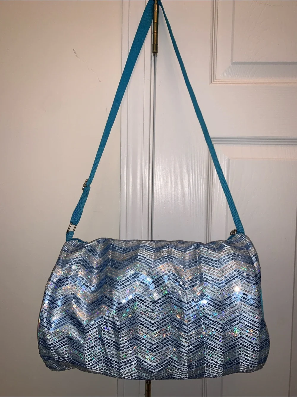 Blue sequin Capezio Chevron Barrel Bag all-over chevron-patterned DANCE